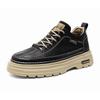 Shoes New Autumn and Winter British Casual Black Leather Shoes Medium Top Sports Platform Martin Boots
