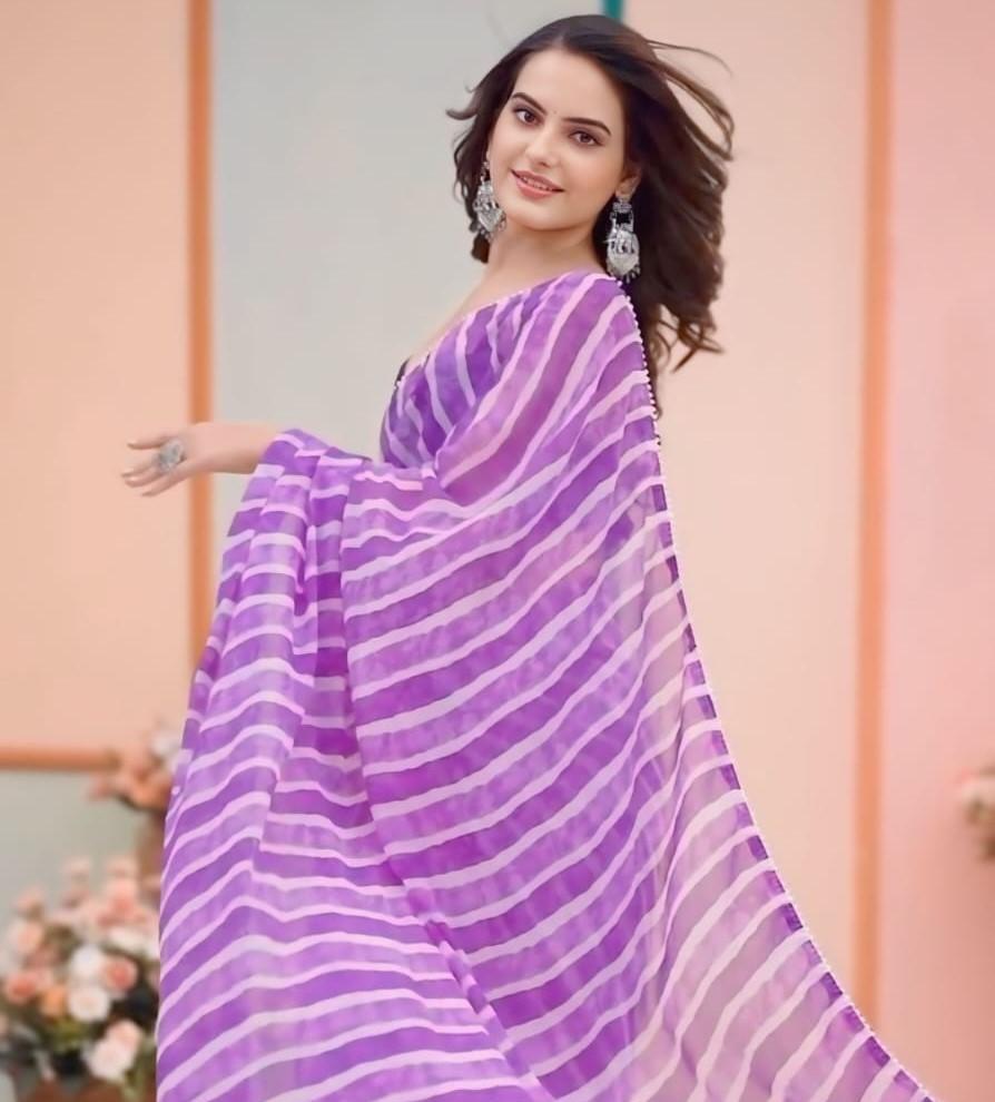 Trending Indian Ready To Wear Georgette  Saree In Laheriya Design