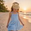 Children Sun Hat, Adjustable Elastic Headband Summer Hat, Breathable Hollow-Top Design Kids Hat, Foldable Bunny Ears Cartoon Print Outdoor Hat