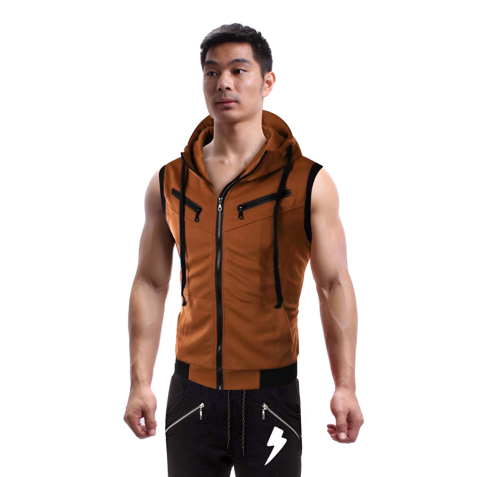 

Модная мужская летняя повседневная цветная футболка с капюшоном и коротким рукавом, блузка XXL коричневый