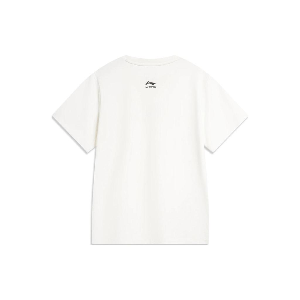 Li Ning Sports Trend Series Graphic Print Casual Slim Fit Short Sleeve T-Shirt Women T-Shirts Off-White AHSU330-1