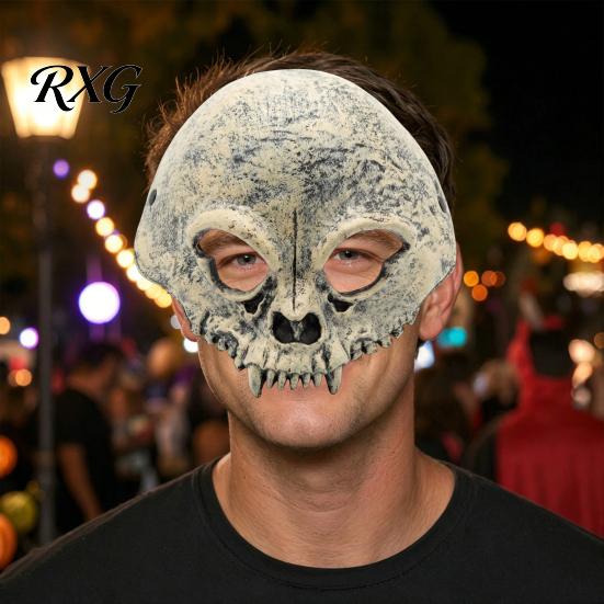 Skull Half Face Mask Halloween Mask, Horror with Adjustable Strap, Masquerade Durable for Men Adults, Cosplay Costume Party Props Hollowed Eye