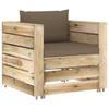 2 Piece Garden Lounge Set with Cushions Green Impregnated Wood