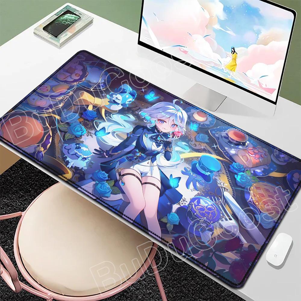 Neu eingetroffen Anime-Mädchen Furina Mauspads XL Genshin Impact Kawaii Mauspads Großes Gaming-Mauspad Tastatur Gummi Rutschfeste Schreibtischmatte