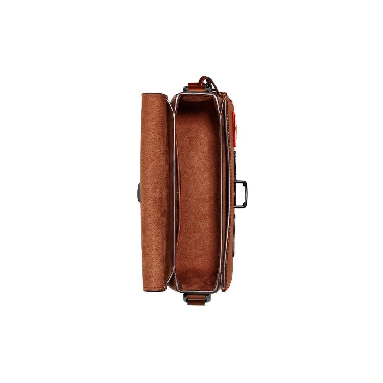 New COACH Studio Tanned Leather Small Square Bag, Crossbody Bag Trumpets Women's Saddle C8078-B4L4A