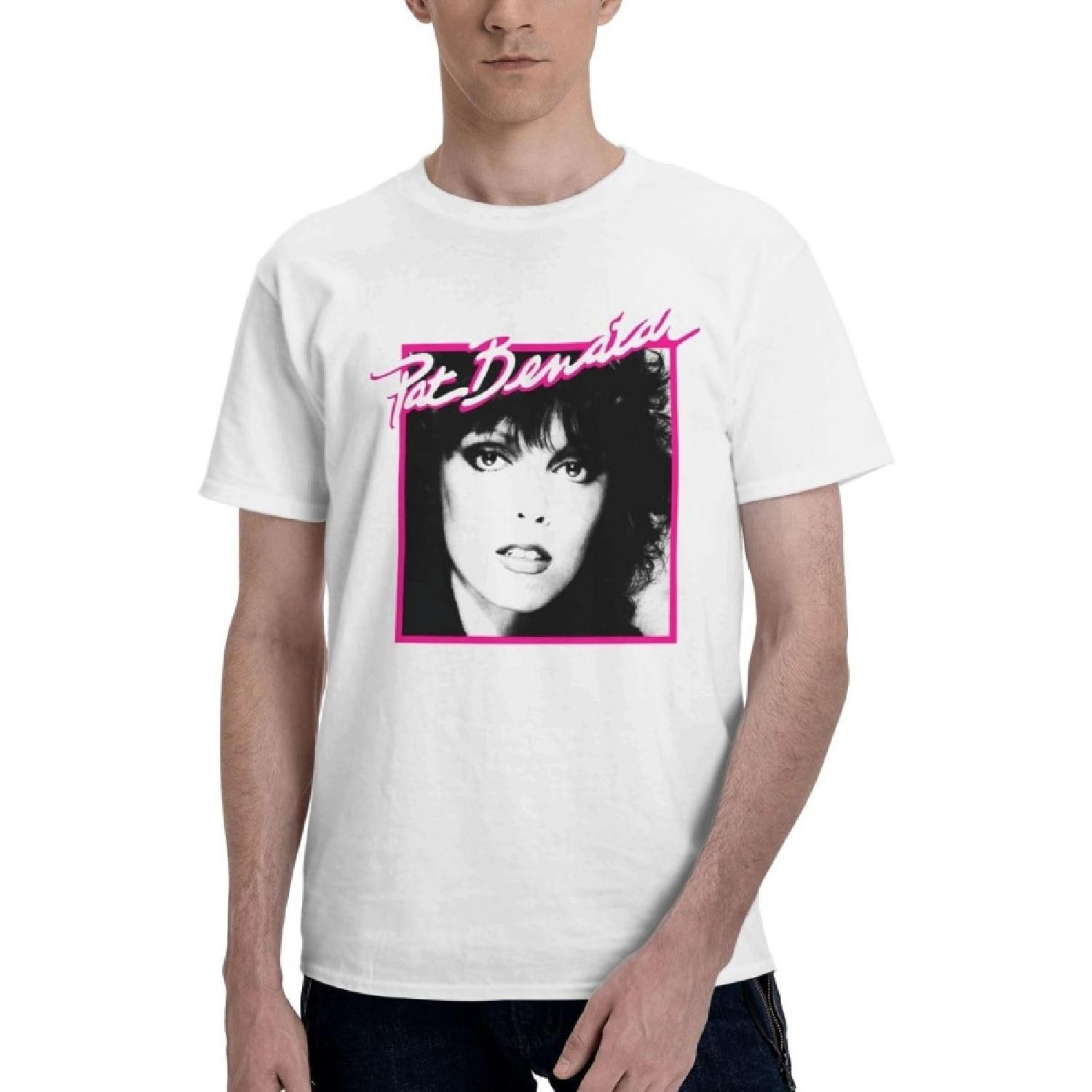 Men s Pat Singer Benatar Short Sleeve T-Shirt Fashion Crew Neck Graphic Tee White 707049624 S