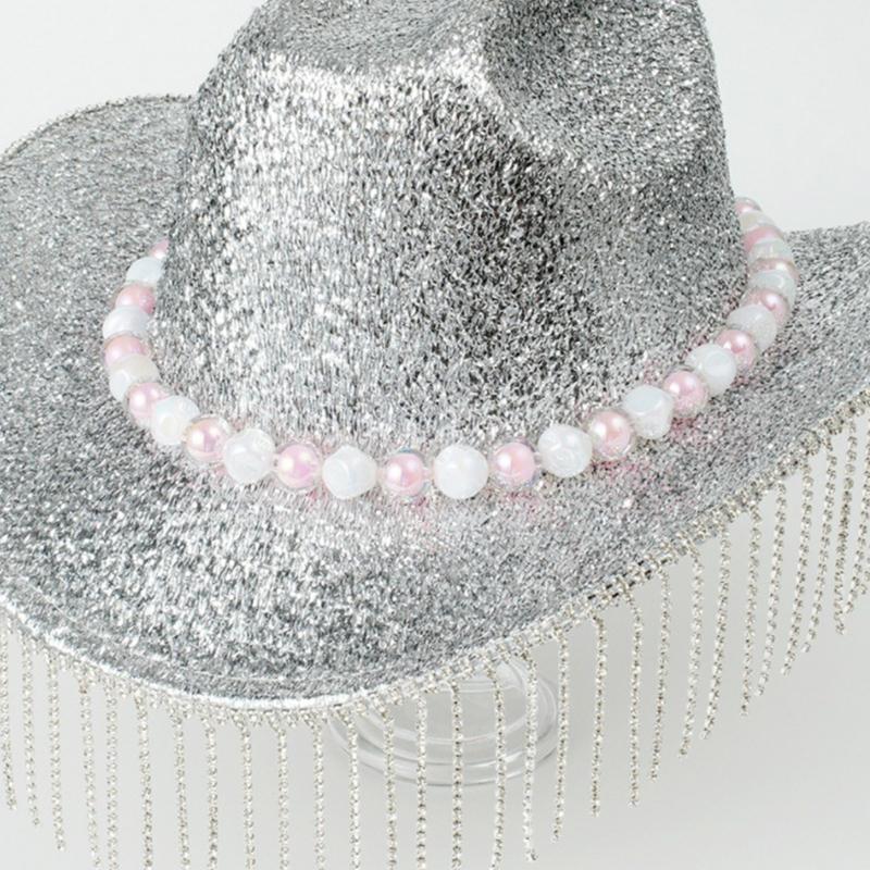 Heavy Diamond Cowboy Hats Tassels Glittered Hat for Disco House Cocktails Parties Vacation Sparkly Tassels for Comedian
