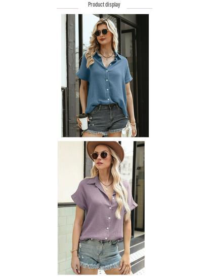 Europäischer & Amerikanischer Stil Damen Einfarbig Kurzarm Locker Bluse T-Shirt, 2025 Kollektion