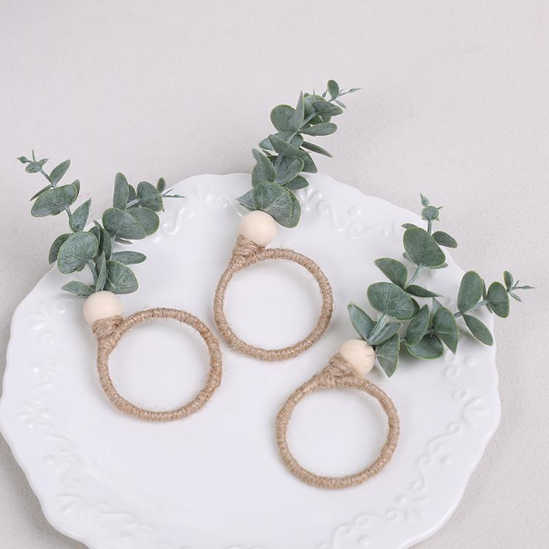 24/1Pcs Wedding Napkin Rings Eucalyptus Leaves Napkin Holder Buckles Spring Easter Home Table Decoration Birthday Party Supplies