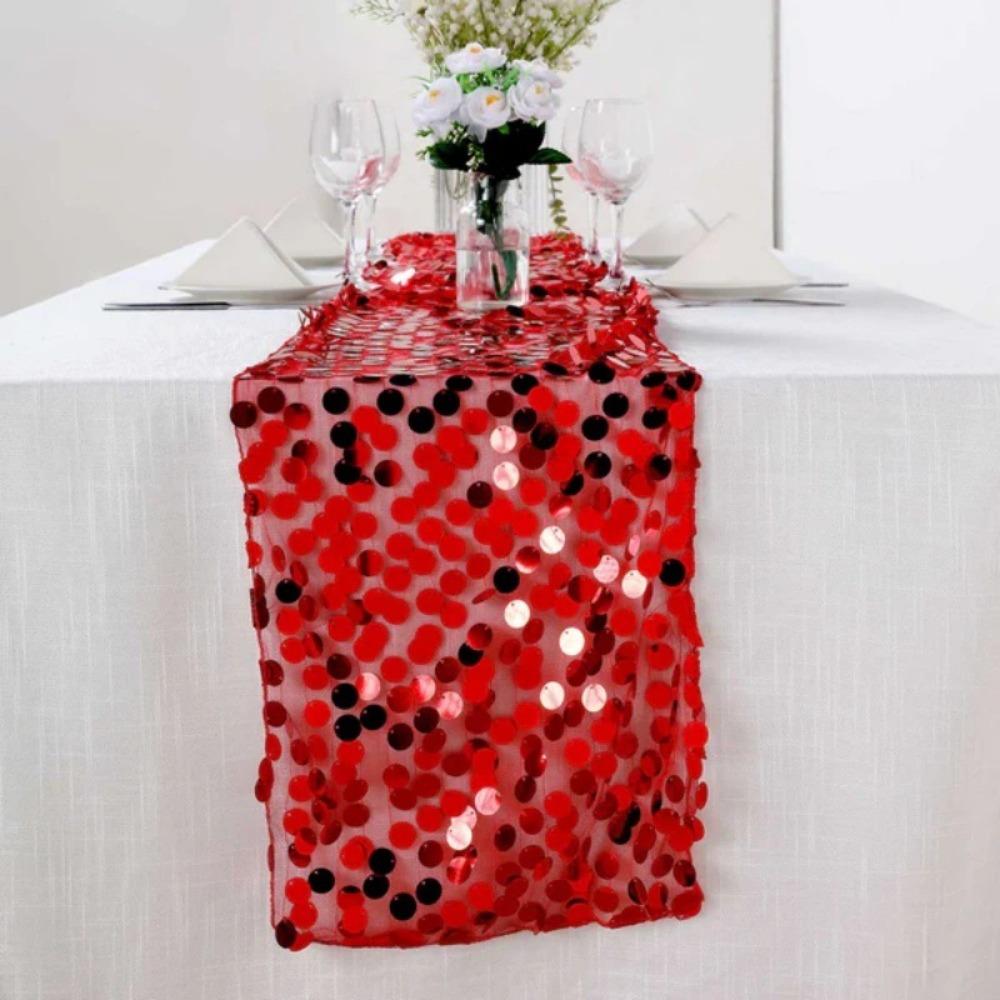 Sparkling Sequins Table Runner Fish Scale Glitters Table Cover Underwater Themed Parties