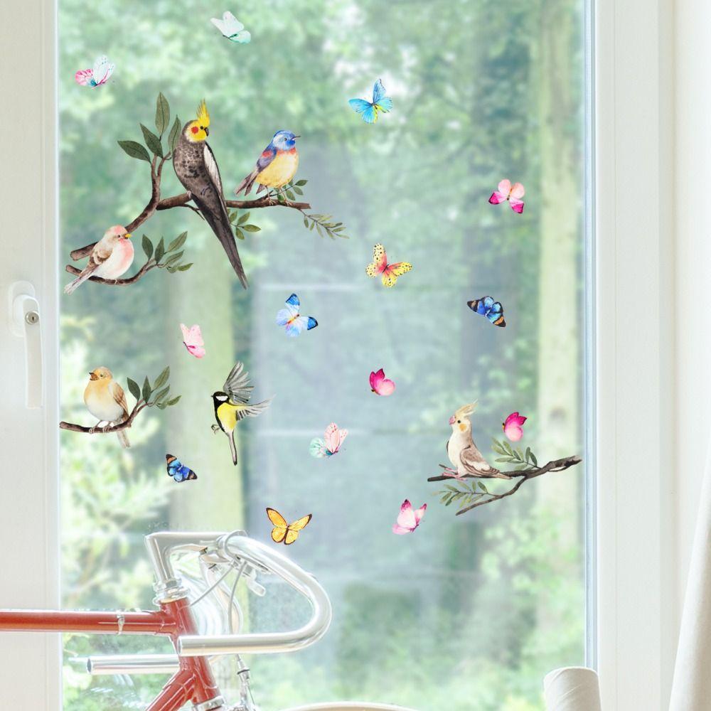Bird Home Decor Double-sided Visual Butterfly Decals Static Stickers Window Film Window Stickers