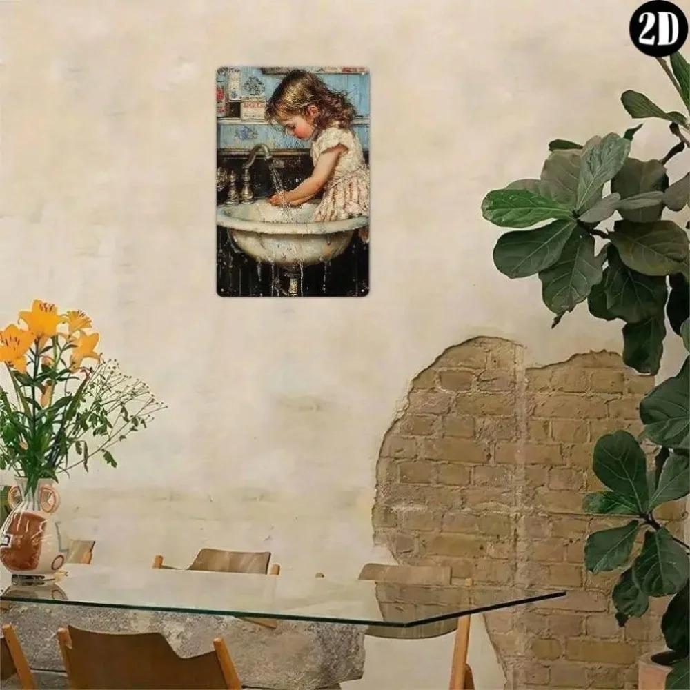 שלט מתכת רטרו AIMEILI לעיצוב מטבח הומור בריאותי אמנות קיר מתנה וינטג' לאמבטיה