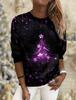 2023 Fashion Women's Pullover Christmas Blue Star Graphic Casual Sports O-Neck Long Sleeve Tops Micro-Elastic Fall & Winter