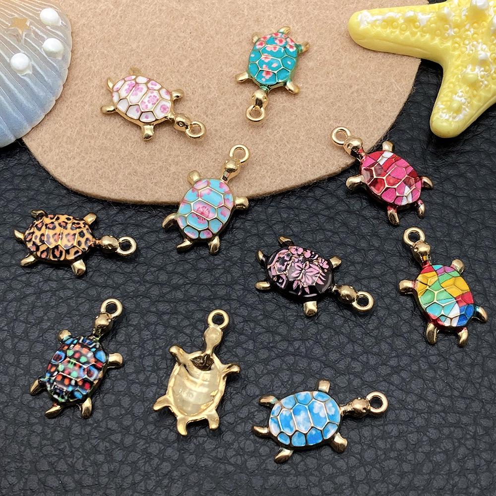 DIY Alloy Drip Oil Turtle Pendant Earrings & Keychain Accessories