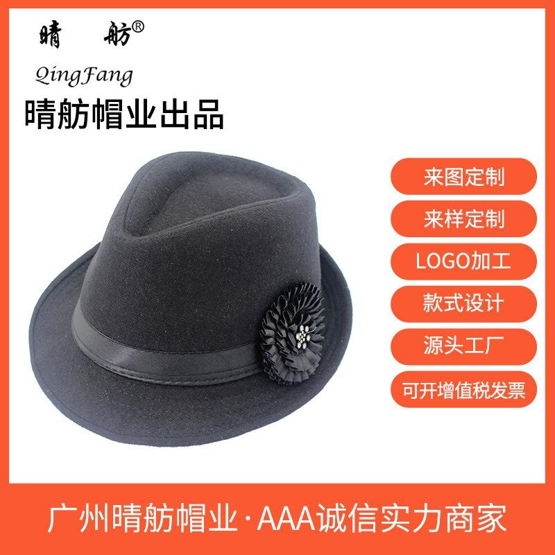 Wind Flannel Men's Felt Hat Flower Jazz Hat Couple Bowler Hat Panama Versatile
