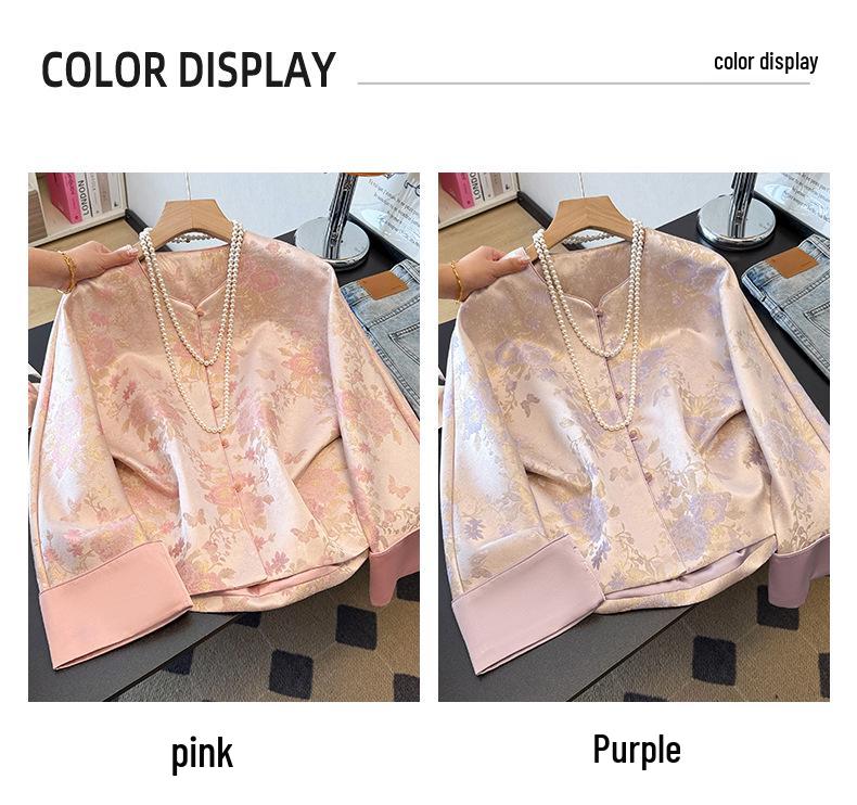 Age-Defying Slimming Jacquard Embroidery Jacket for Middle-Aged Women - Spring/Autumn Chinese Style