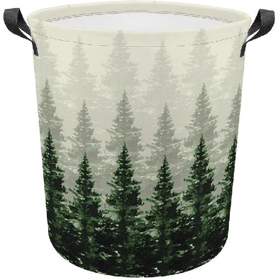 Woodland Animals Laundry Basket,Collapsible Clothes Hamper Waterproof Forest Fox Bear Deer Storage Basket with Handle Kids Room Jungle Deer Laundry