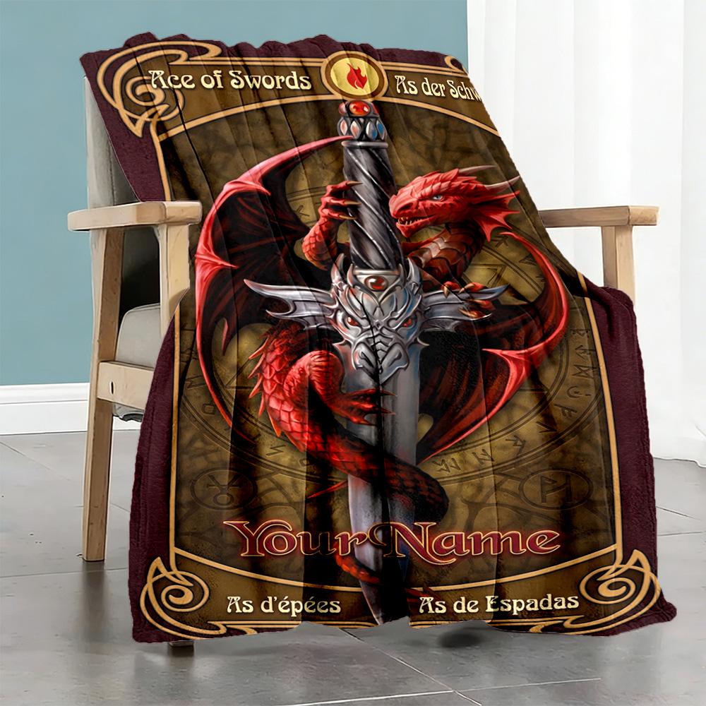 Gothic Illustrations Customize Text Blanket Gift Customizable Blanket Soft & Cozy for Nap Bed Chair Living Room Ideal for All Seasons