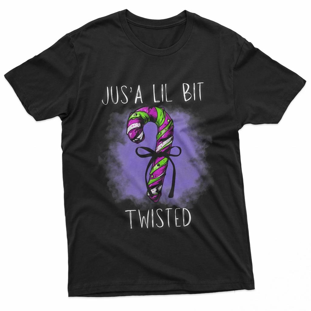 Just A Lil Bit Twisted Gothic Candy Cane Sweet But Twisted 100% Cotton T-shirt Mens Tees Top