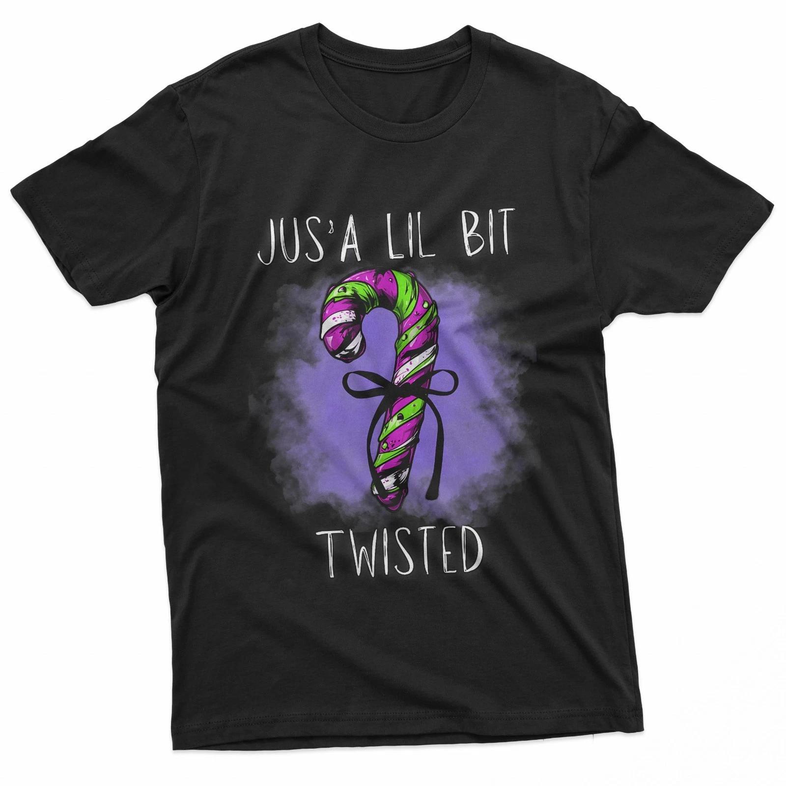 Just A Lil Bit Twisted Gothic Candy Cane Sweet But Twisted 100% Cotton T-shirt Mens Tees Top 3XL