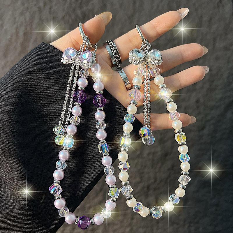 Light Luxury Rhinestone Bowknot Phone Chain Red Phone Strap Tassel Crystal Handheld Chain Versatile Accessory