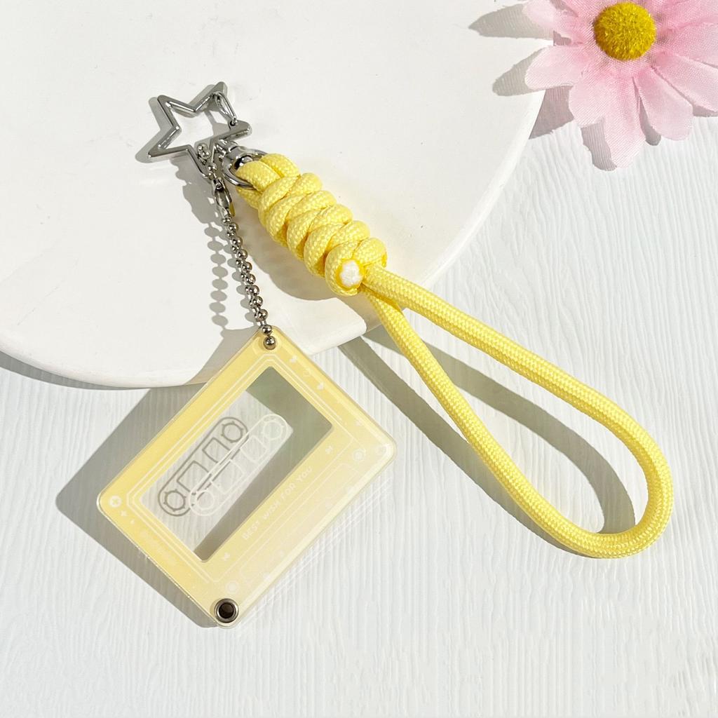 Music Player Photo Frame Keychain Acrylic Slide 1 Inch Photo Organizer Photocard Case Hanging Pendant for Bag