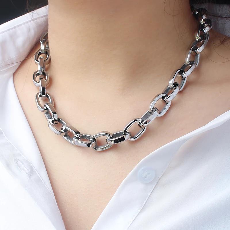 Catena a Maglie Ovali Grandi Semplice Larga 12 mm Catena Base in Acciaio Inossidabile Collana per Uomo Donna Unisex Set di Catene Fai da Te Lunghezze Diverse