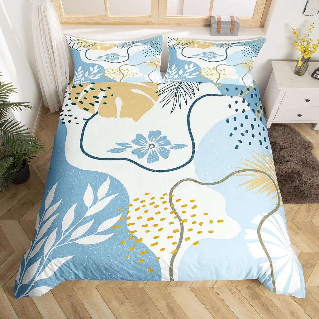 Palm Leaf Duvet Cover Twin Queen Nature Theme Tropical Leaves Bedding Set Boys Girls Boho Exotic Bohemian Style Comforter Cover