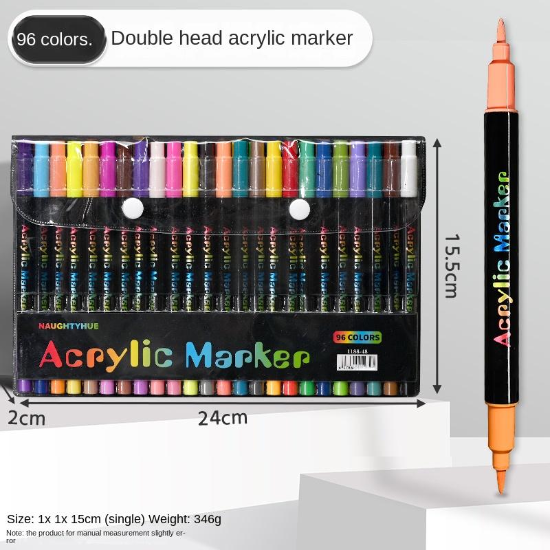 Professional Art Use 120-24Colors Acrylic Paint Markers, Dual-Tip Fine and Brush Tip Pens, Suitable for Stone, Wood, Calligraphy