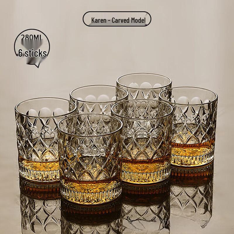 ZISIZ Carved Whiskey and Beer Glasses (6-Pack)