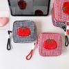 Tomato Plaid Small Makeup Bag Square Mini Organizer Bag  CCD Camera Sanitary Napkin Lipstick