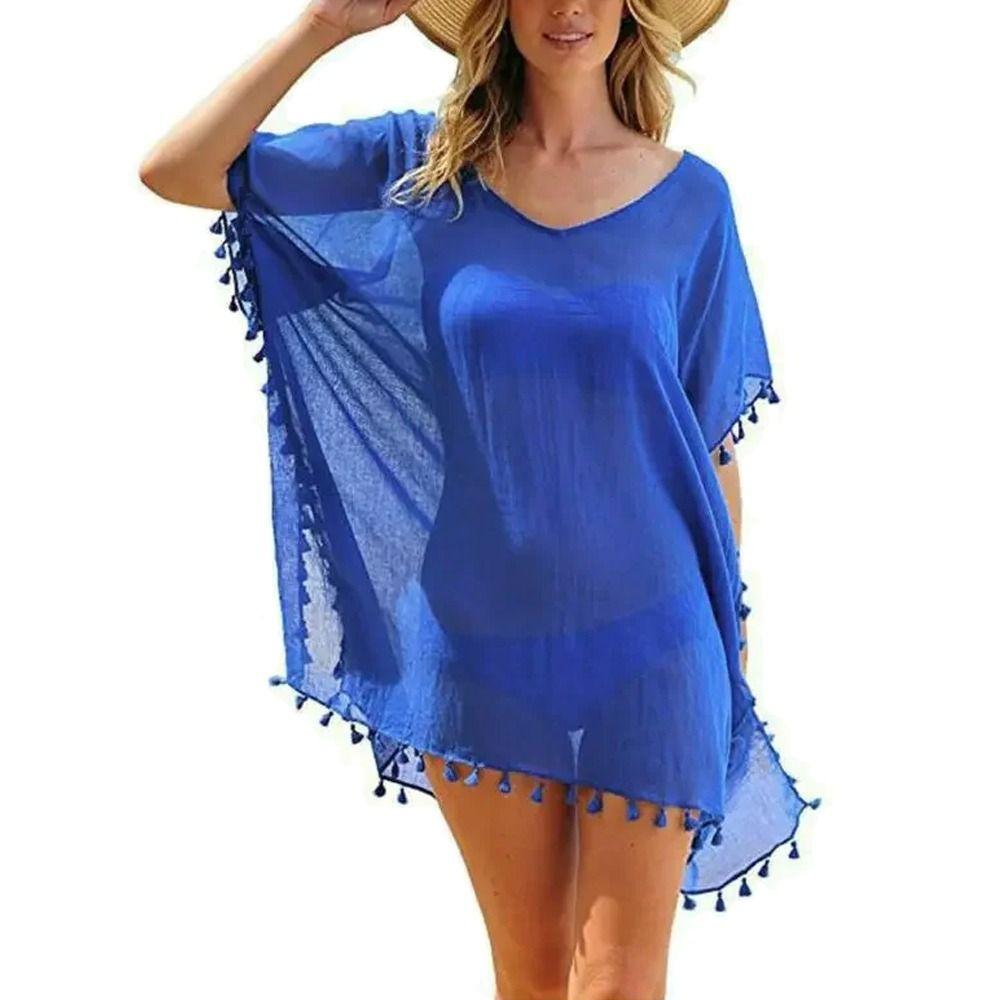 Übergröße Sommer Sonnenschutz Kittel Locker Bikini Cover-Ups Mode Badekleid für Damen