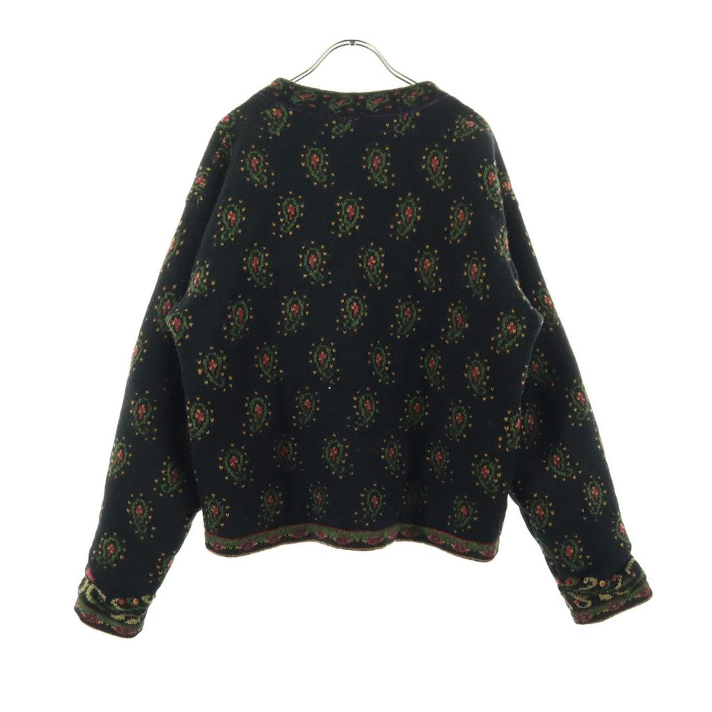ICELANDIC DESIGN Wool Paisley Pattern Long Sleeve Collarless Knit Cardigan Women Used