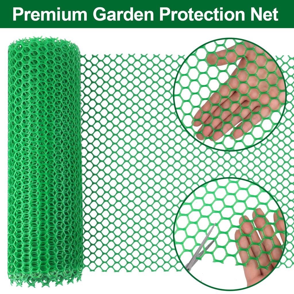 40 cm x 5 m Hühnerdrahtzaunrolle, grünes Gartenzaunnetz, Kunststoffzaunnetz, Geflügelzuchtnetz, Gartenbalkon