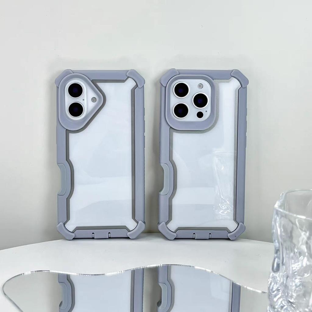 2 IN 1 Hit Color Shockproof Armor Phone Case for For Iphone 17 Air 16 E 15 14 Plus 13 12 11 Pro Max Bumper Clear Acrylic Hard Cover