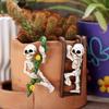2 Pcs Funny Climbing Skeleton Statues Small Resin Skeleton Planter Hugger for Flowerpot Patio Balcony Porch Yard Lawn Garden Halloween Decor