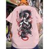 Samurai Dragon Graphic Tshirt Unisex Unisex Harajuku Streetwear Aesthetic Tee Casual Cotton Short Sleeve Tops