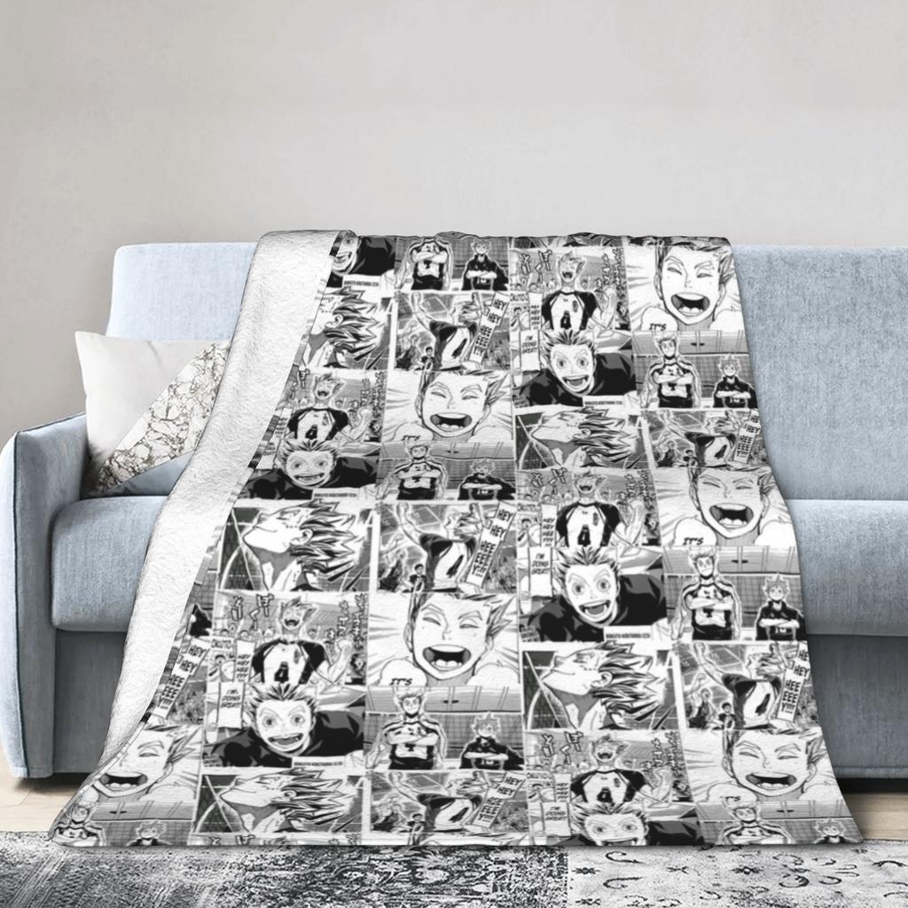 Aoba Johsai Volleyball Flannel Blankets Japanese Anime Funny Throw Blankets for Home Hotel Sofa 150*125cm Bedspreads