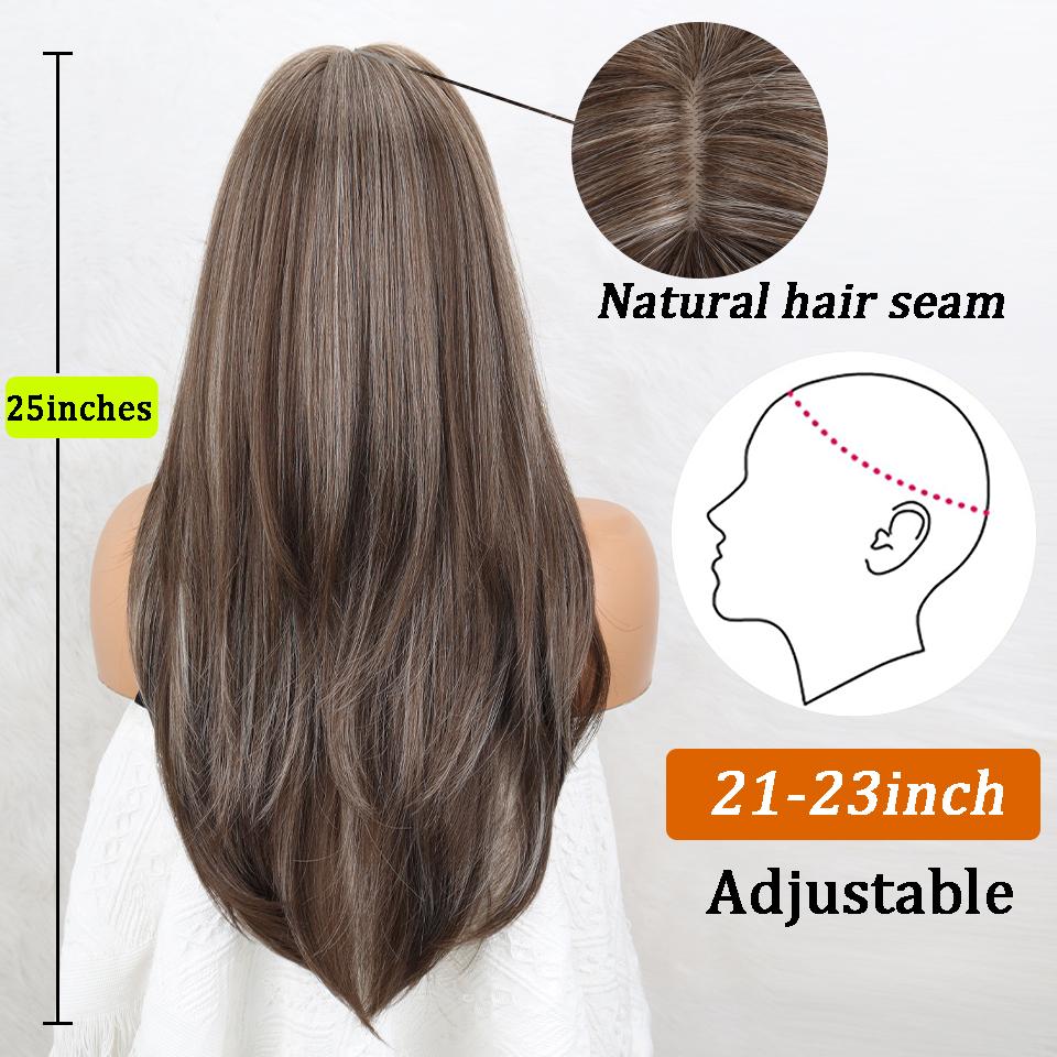 MERISIHAIR Brownish Grey Synthetic Wave Women's Wig High-Quality Synthetic Fibers Lightweight Long Layered Natural Wig