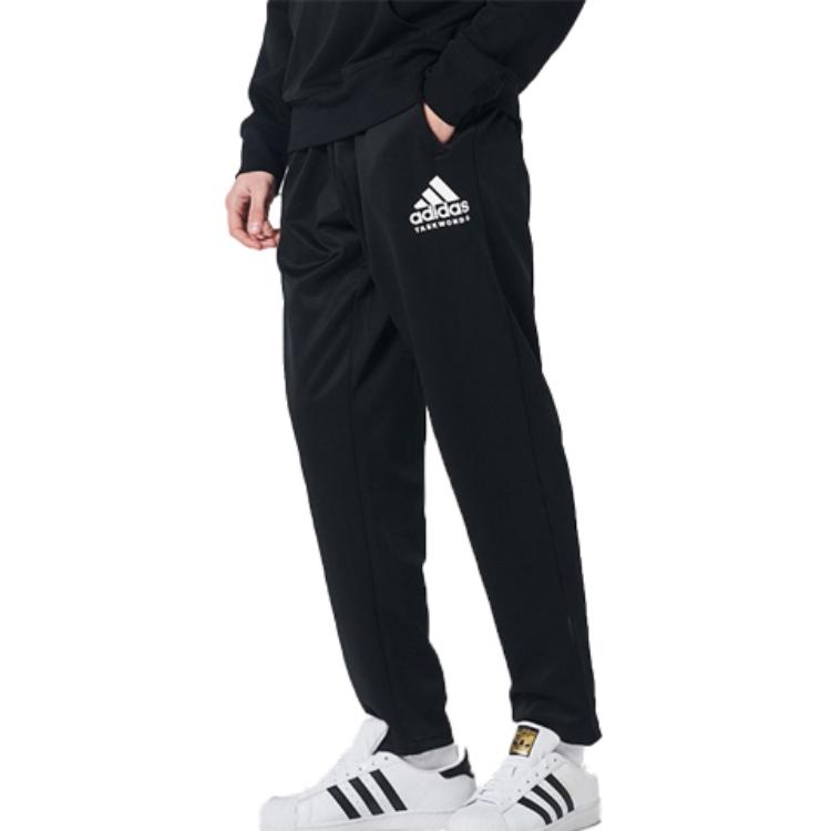 Adidas Sports Lifestyle Series Letter Print Breathable Cuffed Drawstring Casual Pants Men Pants Black TR71SS-BW