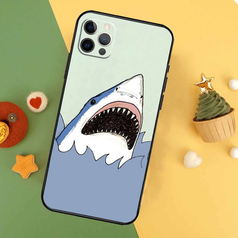 Cartoon Shark Phone Case For iPhone 17 17Air 16 15 14 13 11 12 Pro Max 12 13 Mini 16E Shockproof Cover
