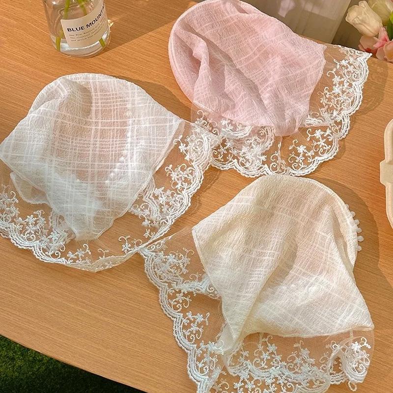 1PC Triangle Scarf Vintage Hairbands Fashion White For Women Girls Hair Hoops Accessories Lace Headband High Top