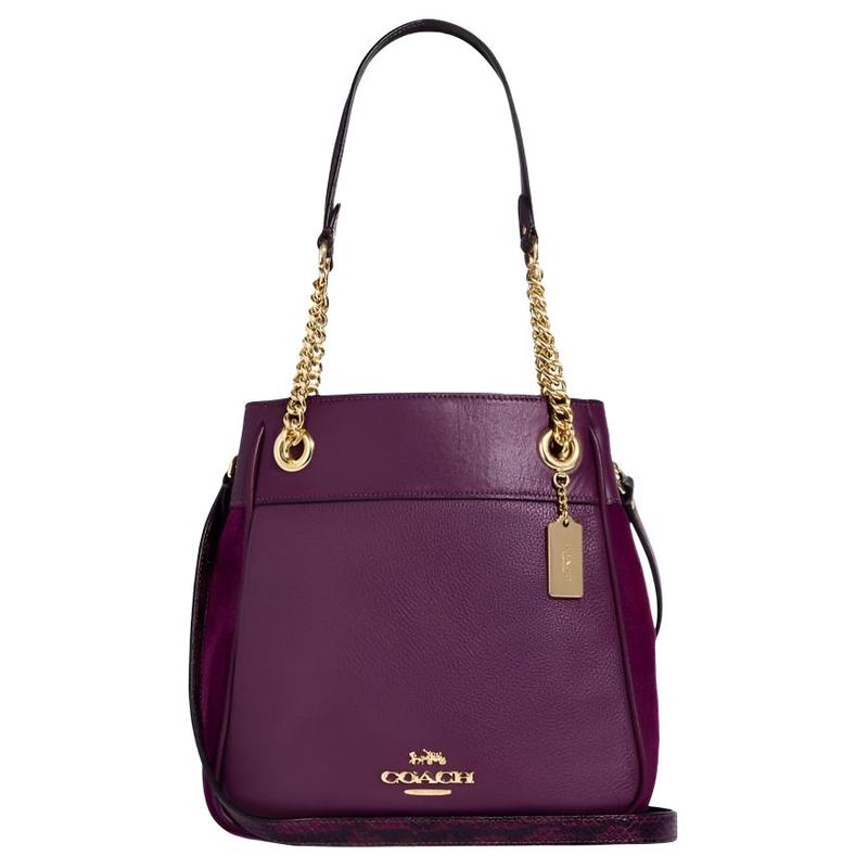 

COACH Cammie 23 snap closure leather and suede bucket bag shoulder bag crossbody bag medium women s berry red червоний