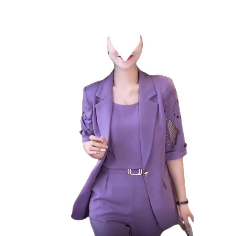 A Three-piece Professional Suit Set for Women's Summer Fashion, Slimming and Stylish Harem Pants