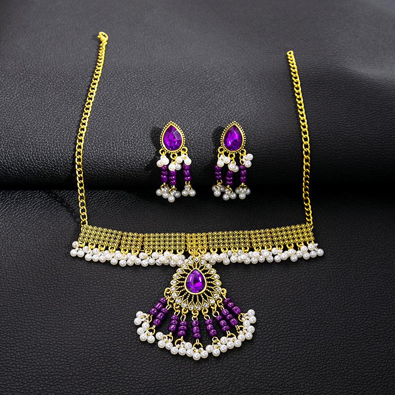 European and American bohemian fringed necklace set, exaggerated atmosphere retro court style necklace literary accessories