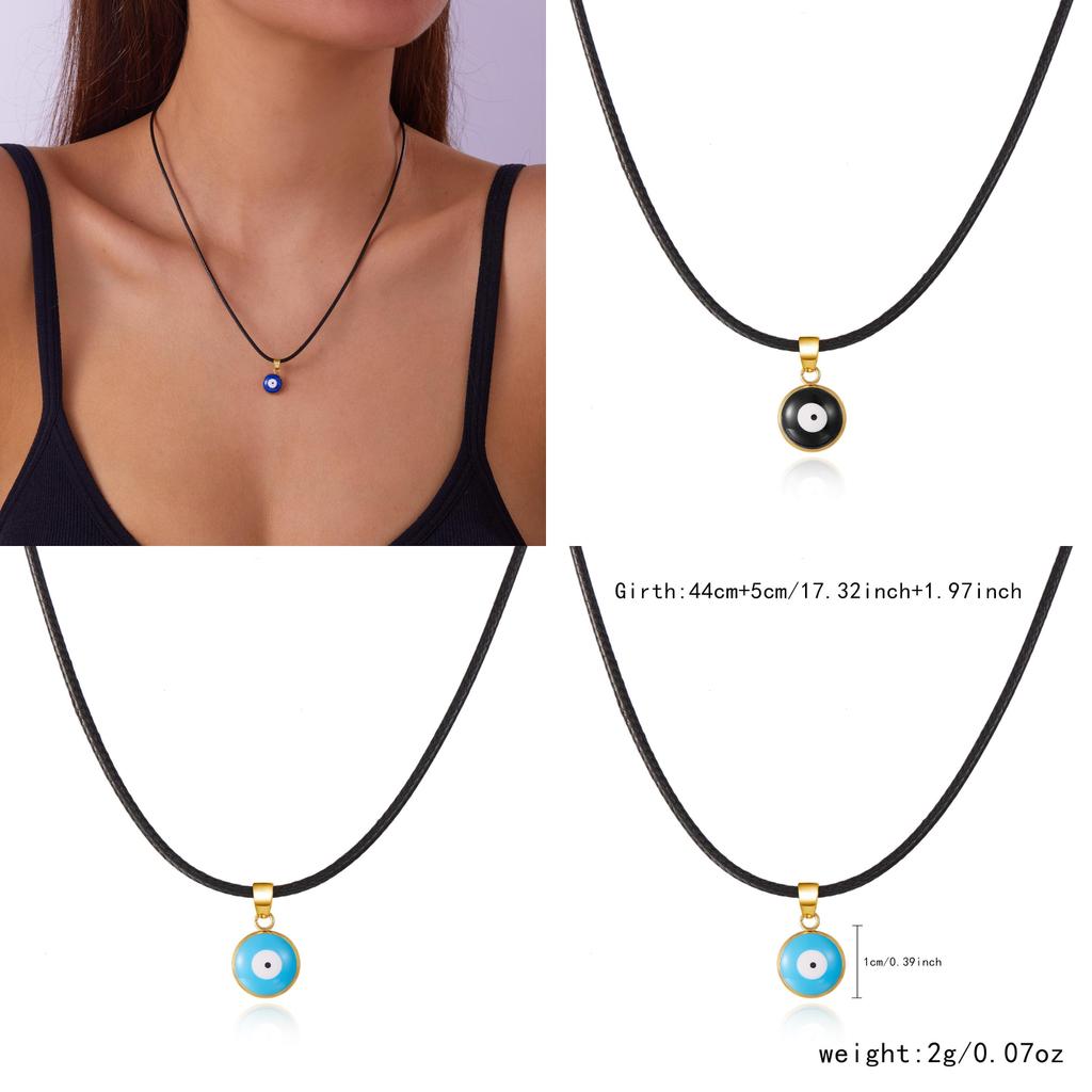 Creative Demon Eye Necklace With Leather Cord For Fashion Girls