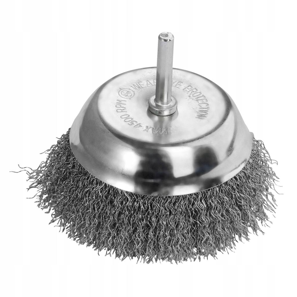Cup brush with shank, wavy wire, 80mm, paint removal, Vorsthal