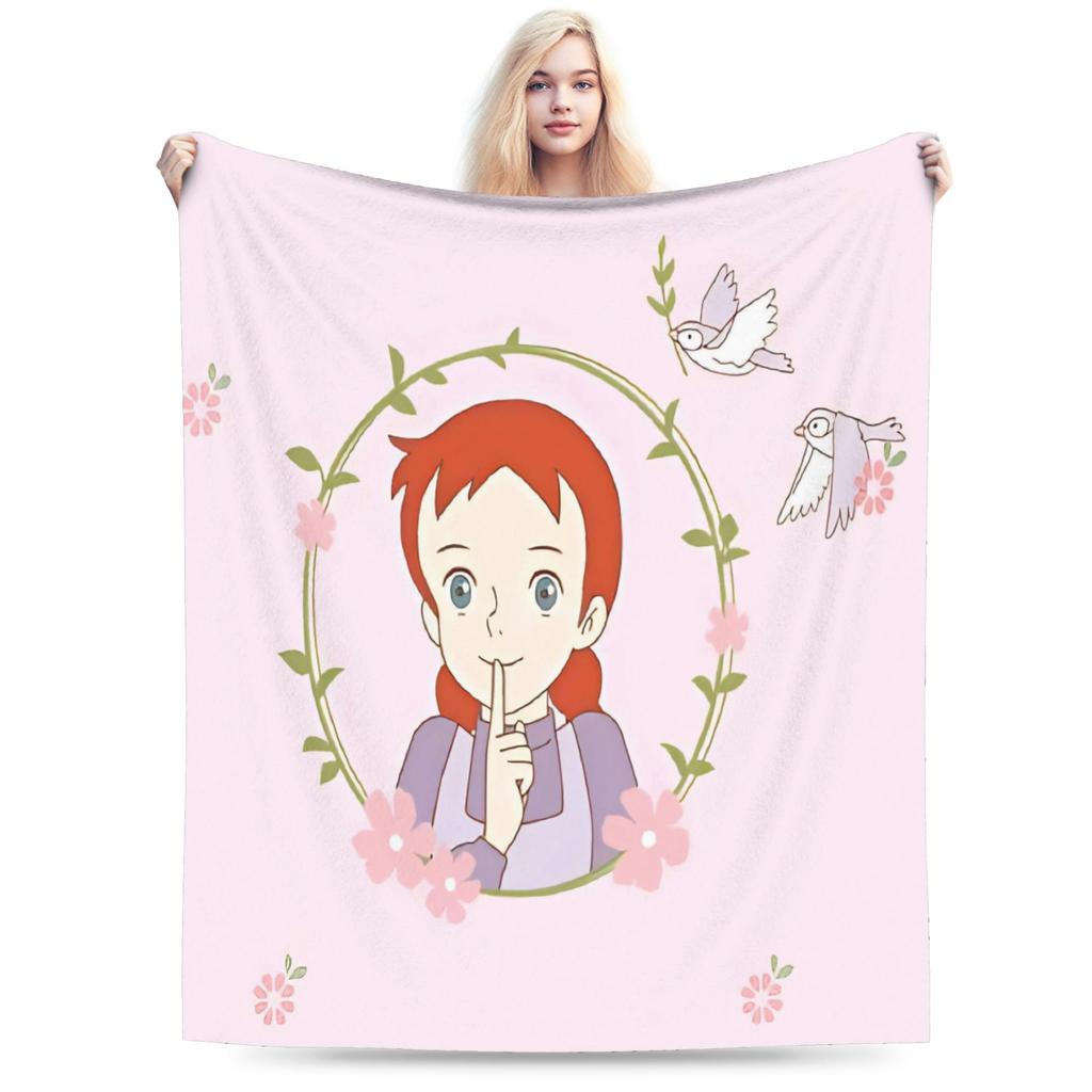 Soft BlanketKids Camping Cartoon manga A-Anne of Green Gables Throw Blanket Flannel Bedspread For Outdoor Print Sofa Bed Cover
