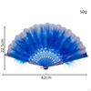 Wachlarz z piór Elegancki ręcznie haftowany kwiat składany rekwizyt przenośny ręczny na bal maturalny