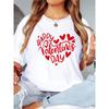 European Size Women's Valentine's Day Heart Print T-Shirt - Happy Valentine's Lettering Short Sleeve Round Neck Casual Blouse